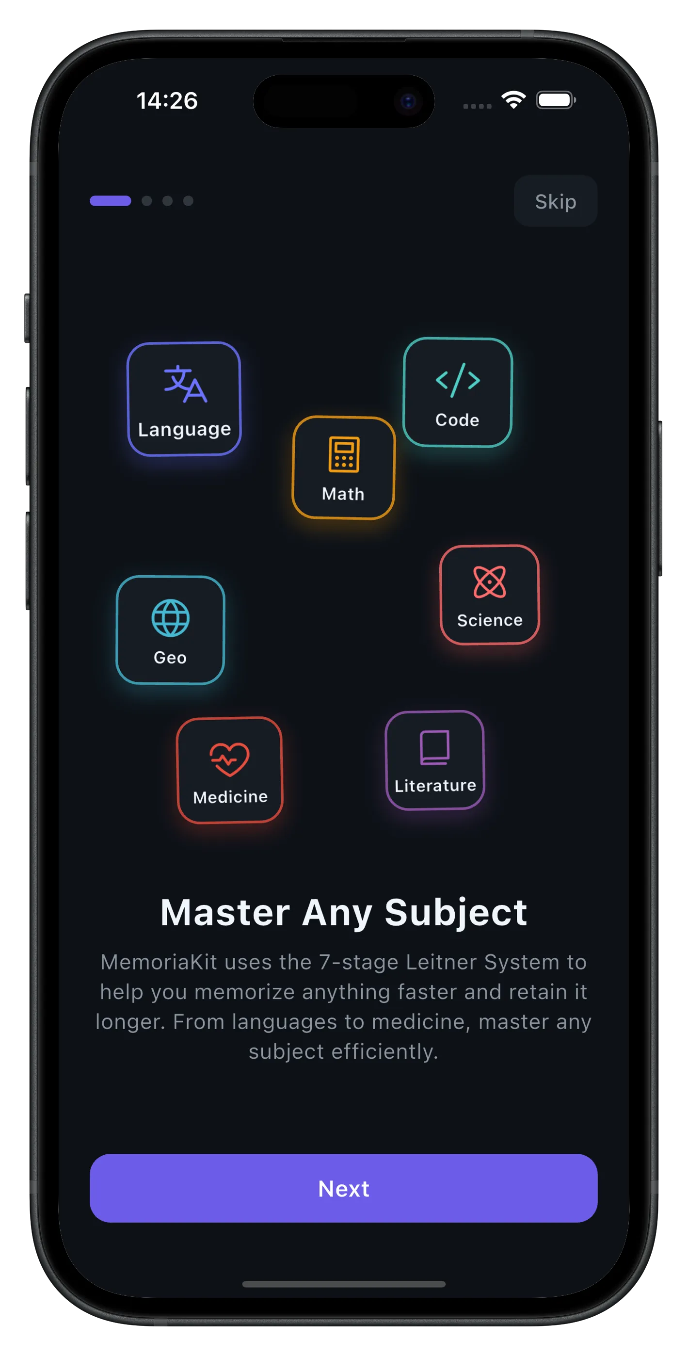MemoriaKit onboarding experience