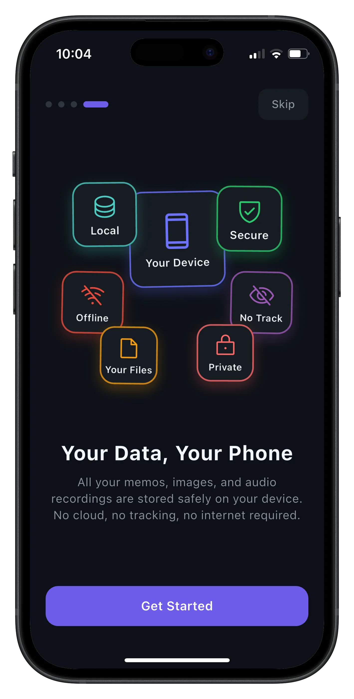 MemoriaKit privacy settings and local data storage